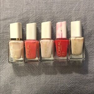 L'Oreal Nail Polish Set - Pink, Red, Cream Shades